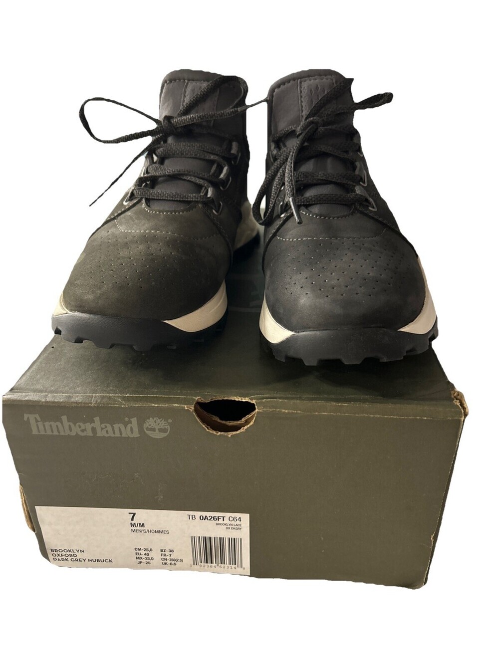 Timberland Mens Brooklyn Lace Oxford with Aerocore Shoes size 7 Dark Grey Nubuck